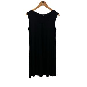 Eileen fisher black knit stretch sleeveless dress women’s S SMALL jersey